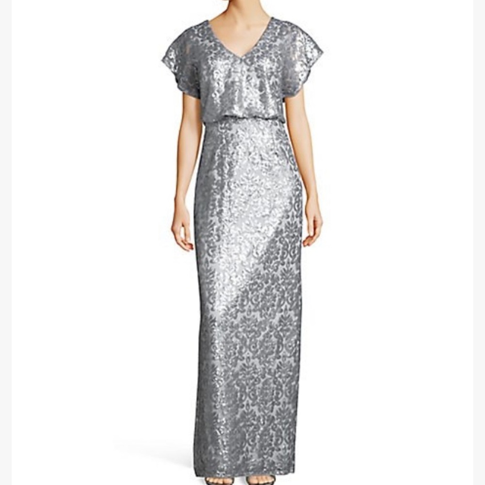 Silver sequined Adrianna Papell gown